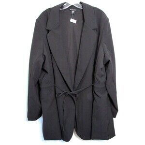 Athleta Black Endless Primatwill Tie Waist Long Sleeve Lined Jacket Size 26 NWT